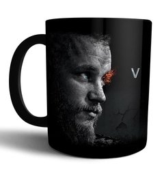 Caneca de porcelana preta Ragnar Lothbrok Vikings