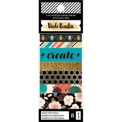 Vicki Boutin Wildflower & Honey  Washi Tape 8/Pkg W/Gold Holographic Foil Accents