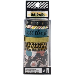Vicki Boutin Wildflower & Honey  Washi Tape 8/Pkg W/Gold Holographic Foil Accents