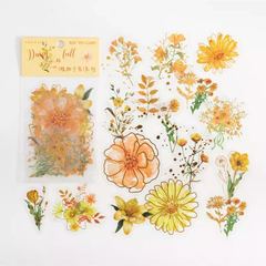 Pack de 30 Stickers PET con dorado Fresh Flowers Series - Casa Washi