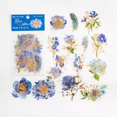 Pack de 30 Stickers PET con dorado Fresh Flowers Series - tienda online