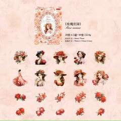 Pack de 40 stickers Pet Girls and Flowers - Casa Washi