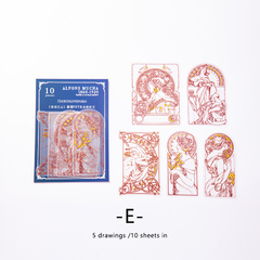 Stickers PET Alfons Mucha con foil x 10 - tienda online