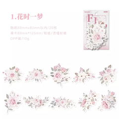 Pack 20 stickers washi Flower con foil holo MGZC