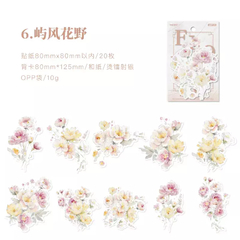 Pack 20 stickers washi Flower con foil holo MGZC