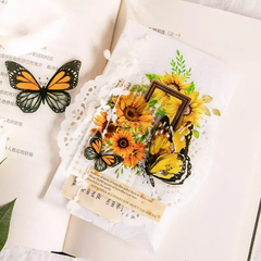 Pack 50 Stickers PET Butterflies Love Flowers - Casa Washi