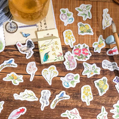 Stickers cajita flowers and birds (F075)