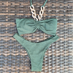 Conjunto Noronha Verde - Top tomara que caia com calcinha asa delta