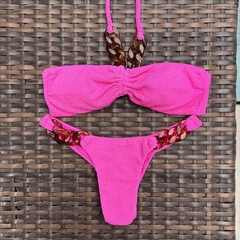 Conjunto Noronha Pink - Top tomara que caia com corrente e Calcinha inteira (cópia)