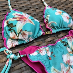 Floral Azul Dupla face - Laço Fino na internet