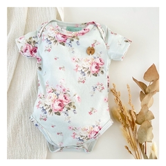 Body Manga Corta - Romantic Flowers - Acqua