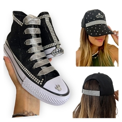 COMBO BOTITA NEGRO CON DIJE REGALO + GORRA + BOLSA