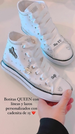 BOTITAS QUEEN + LINEAS + NOMBRE + CADENITA + BOLSA