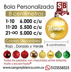 Bola Roja 8cm Navidad Personalizada - comprar online