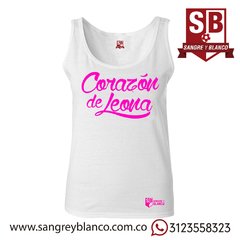 Camiseta/Esqueleto Mujer Corazón de Leona - Sangre y Blanco