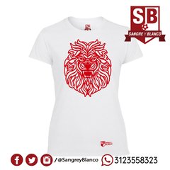 Camiseta/Esqueleto Mujer León Tribal - Sangre y Blanco