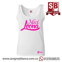 Camiseta/Esqueleto Mujer Nací Leona - Sangre y Blanco