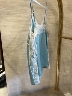 TOP RAFAELA SEDA Y PUNTILLA AQUA - comprar online