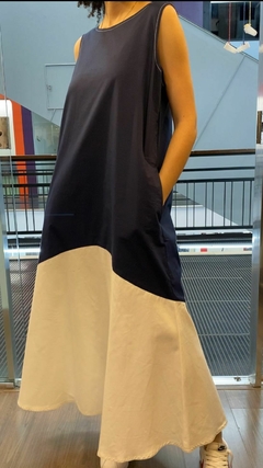 vestido 2 cores longo - loja online
