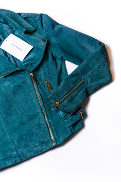 CAMPERA VERDE CUERO PORCINO MANGO LEATHER - comprar online