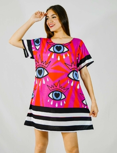 VESTIDO SHINE OJOS FUCSIA