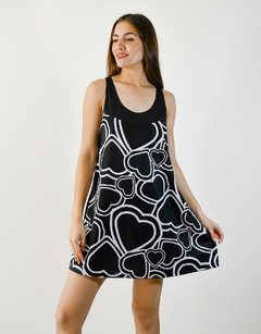 VESTIDO CRETA NEGRO CORAZONES - comprar online