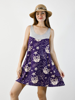 VESTIDO TRINITY GRIS GATITO PURPLE - buy online