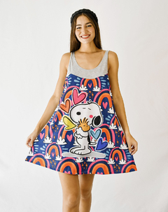 VESTIDO MACEIO gris snoopy arco iris