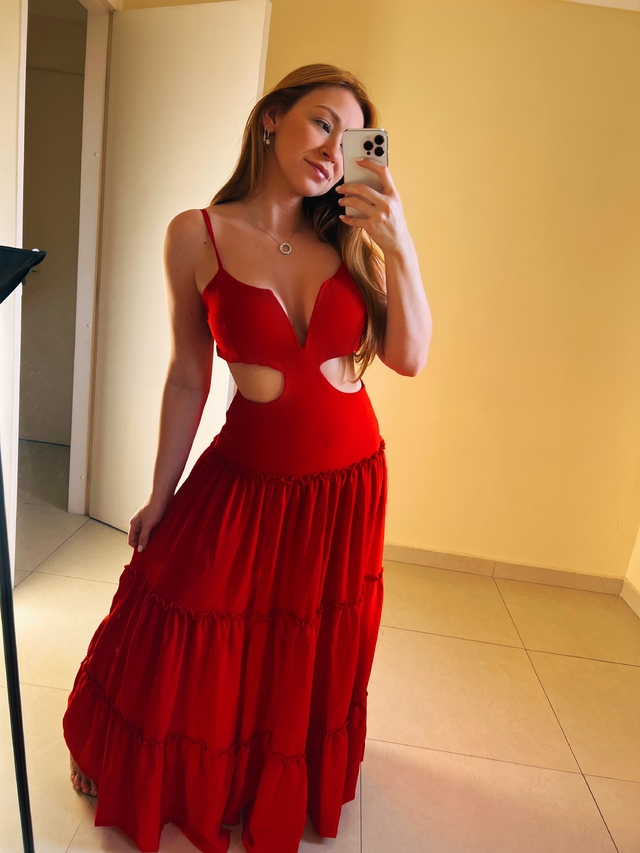 Vestido Longo Vermelho Floral - VANKOKE - Moda Feminina - Revenda em Natal  e Varejo online de Vestidos, Blusas, Saias, Shorts, biquinis, regatas