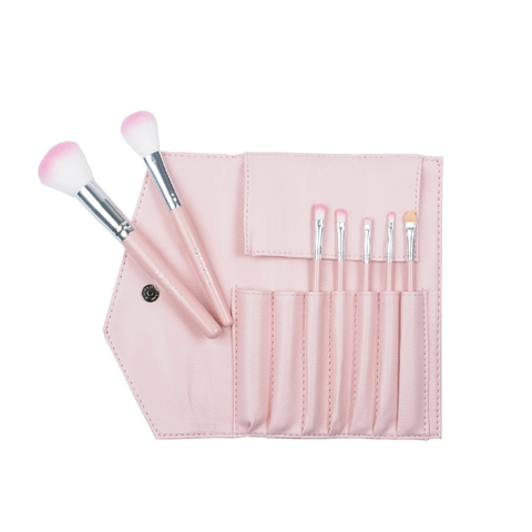 SET BROCHAS MAKE UP ESTUCHE ROSA X 7