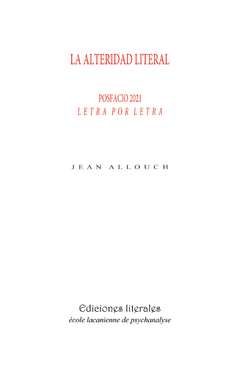 ALTERIDAD LITERAL - ALLOUCH JEAN