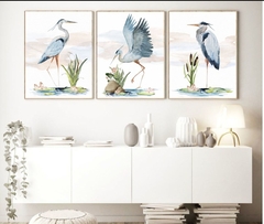 TRIPTICO BIRDS AZUL x3