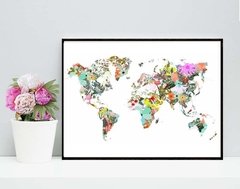 CUADRO MAPA MUNDO FLORAL