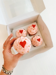 Cupcakes Rosa con corazón x 4