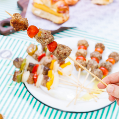 Pinchos de lomo y vegetales