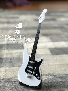 Mini Guitarra Stratocaster White Black