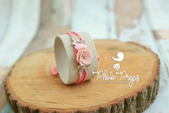 HeadBand - Floral mod. 002 Coral Claro - Photo Props