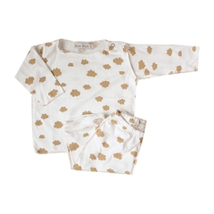 Conjunto / Pijama para bebé de algodón – nubes nuez
