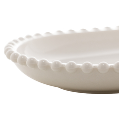 TRAVESSA DE PORCELANA OVAL BOLINHA BRANCA - 25x13x3cm - EntreLaço Presentes