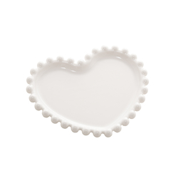 PRATO BRANCO DE PORCELANA NO FORMATO DE CORAÇÃO 12x10CM - UNIDADE