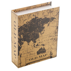 CAIXA LIVRO MAPA ANTIGO PRETO E BRANCO 20x16x5CM