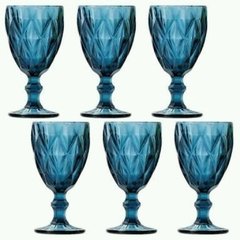 TAÇA DE VIDRO AZUL DIAMOND 325ML - CONJUNTO C/6