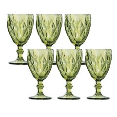 TAÇA DE VIDRO DIAMOND VERDE - 320ML CONJUNTO C/6