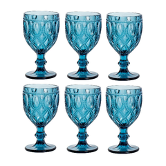 TAÇA DE VIDRO AZUL 290ML - CONJUNTO C/6