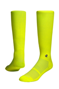 meia performance cano longo amarelo neon