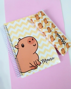 Caderno + Estojo c/ Elástico Capivara