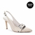 Slingback Fivela Salto Alto Couro Off White