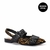 Sapato Slingback Fivelas Couro Preto e Animal Print