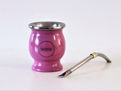 Mate acero rosa + bombilla