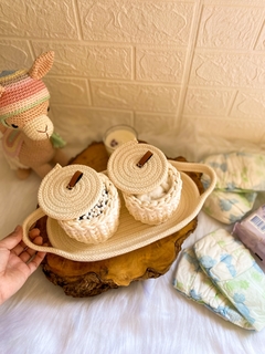 Kit higiene de Bebê feito em corda e fio de malha